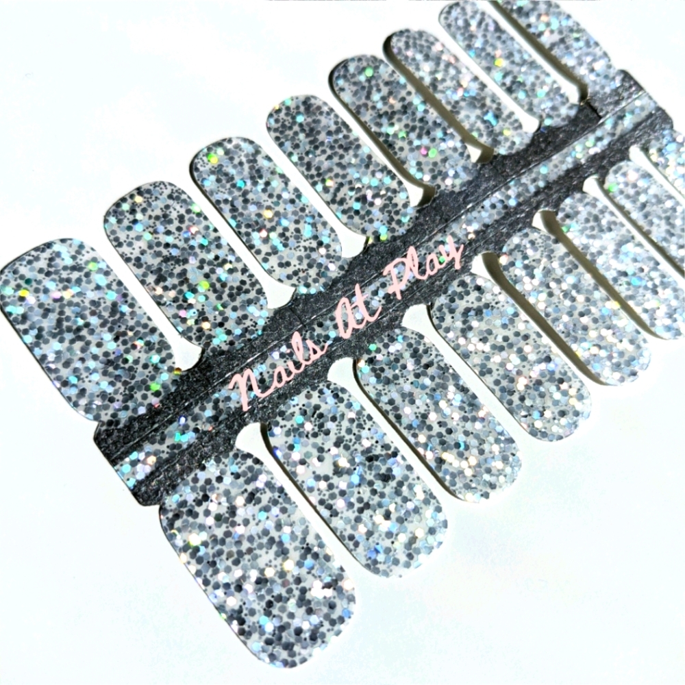 5 for $15  Nail Wraps- Silver Bling (transparent)